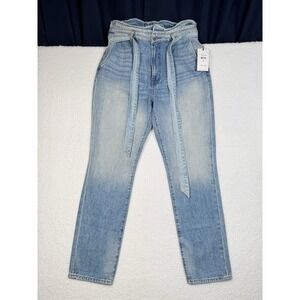 NEW $225 - 7 Seven For All Mankind Belted Paper Bag Jeans Light Wash -Women's 32